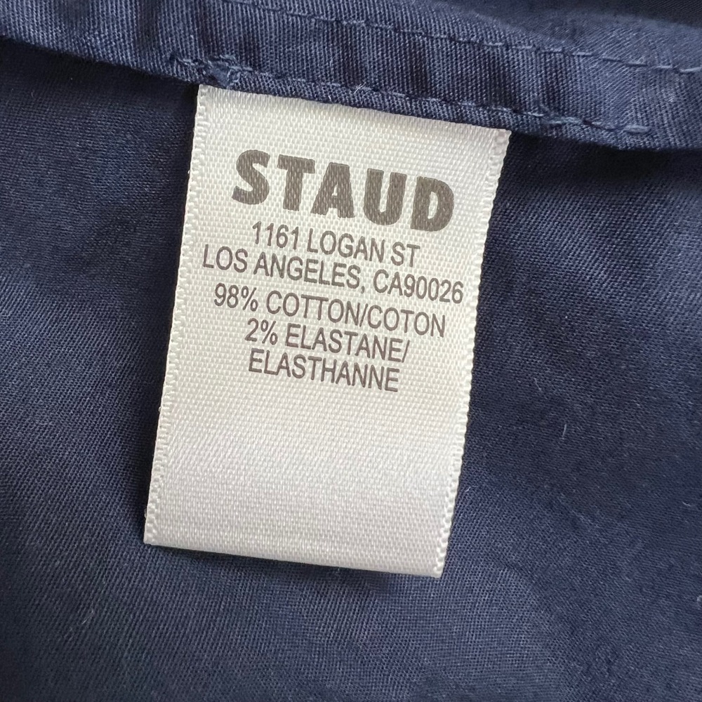 STAUD Romy Dress Navy Blue Sleeveless Cotton Poplin Drop Waist Maxi Size 00 - Picture 6 of 10